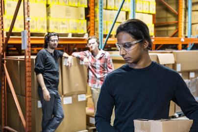 Woman looked at oddly by men in warehouse - Employment Law